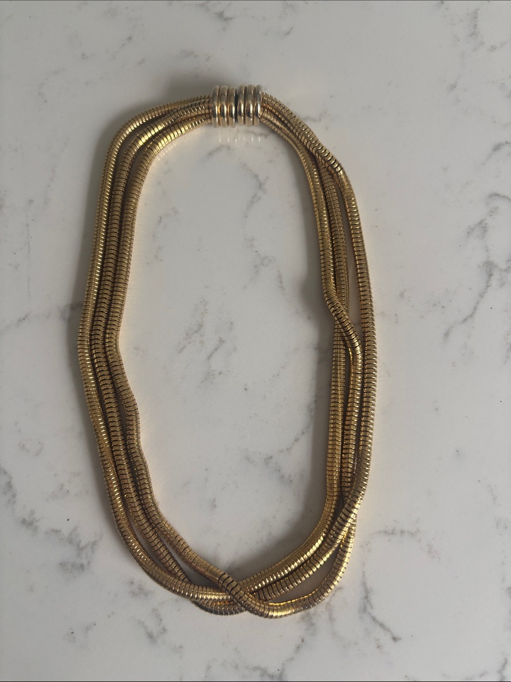 Vintage 70s gold, custom jewelry, triple strand necklace